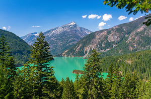 Overlook of Diablo Lake in North Cascades National Park in Washi