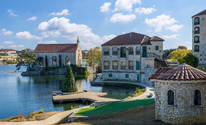 Clear December day in Adriatica Village McKinney Texas a plann