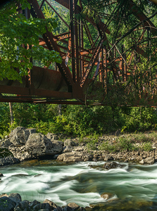 Tumwater Canyon pipeline bridge over Wenatchee River in Washingt