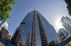 The Republic building in Austin Texas seen through fisheye lens