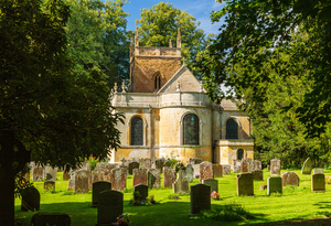 Church and graveyard in Honington Cotswolds