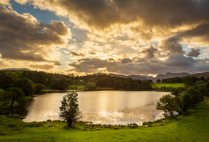 Sunset at Loughrigg Tarn in Lake District