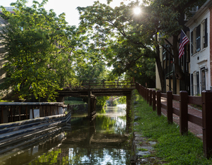 Wooden bridge on the old canal in Georgetown Washington DC