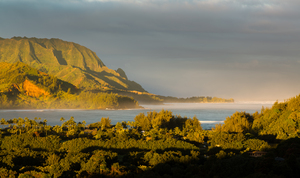 Panorama of Hanalei on island of Kauai