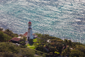 Lighthouse on coast of Waikiki in Hawaii