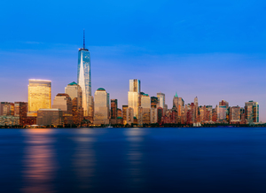 Skyline of Lower Manhattan at night