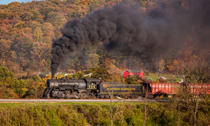 WMRR Steam train powers along railway