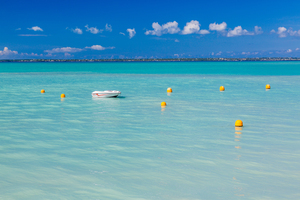 Speedboat in calm sea off Grand Case St Martin