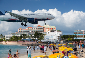 US Airways plane lands at Princess Juliana airport St Martin