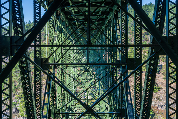 Steel structure of historic cantilevered Deception Pass bridge Print