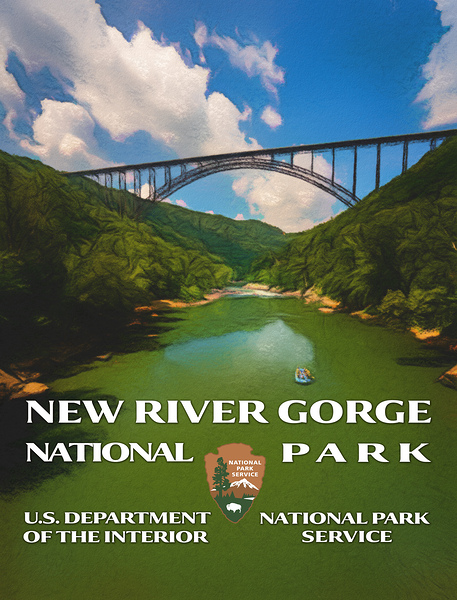 NPS type poster for the New River Gorge National Park Print