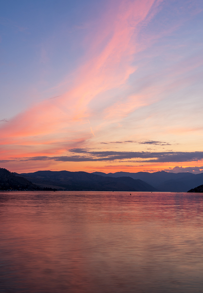Sunset over Lake Chelan with dramatic sky reflected in long dura Print