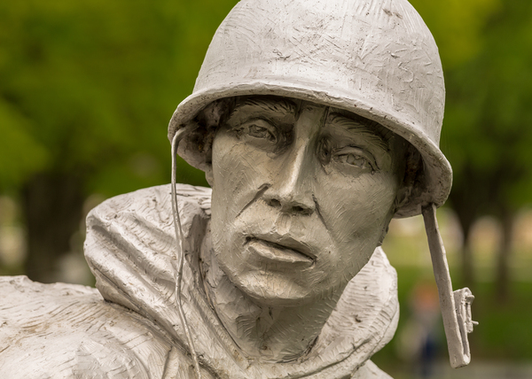Close up of head of soldier statue in Korean War  by Steve Heap