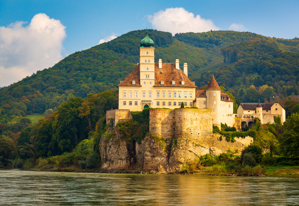 Schloss Schoenbuehel on Danube riverbank by Steve Heap