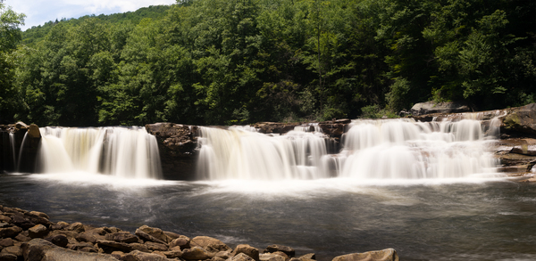 Three distinct waterfalls at High Falls of Cheat by Steve Heap