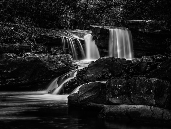 Black and White Waterfall on Deckers Creek by Steve Heap
