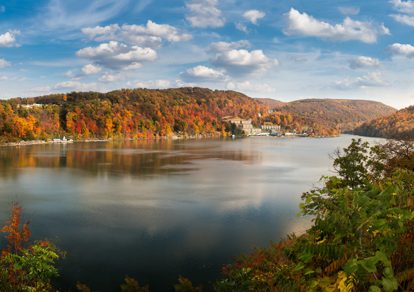 Fall colors on Cheat Lake Morgantown by Steve Heap