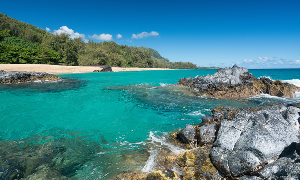 Lumahai Beach Kauai with rocks  by Steve Heap
