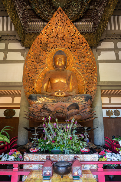 Statue of Buddha in the Byodo In buddhist temple on Oahu, Hawaii by Steve Heap