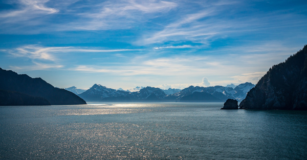 Panorama of mountains by Resurrection bay near Seward in Alaska by Steve Heap