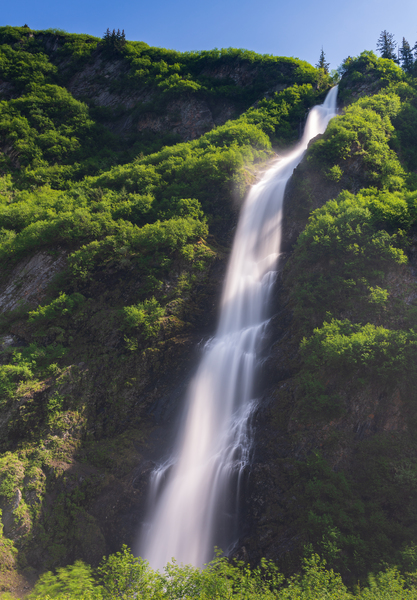Dramatic waterfall of Bridal Veil Falls in Keystone Canyon by Steve Heap