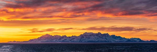 Sunset by Mt Fairweather and the Glacier Bay National Park in Al by Steve Heap