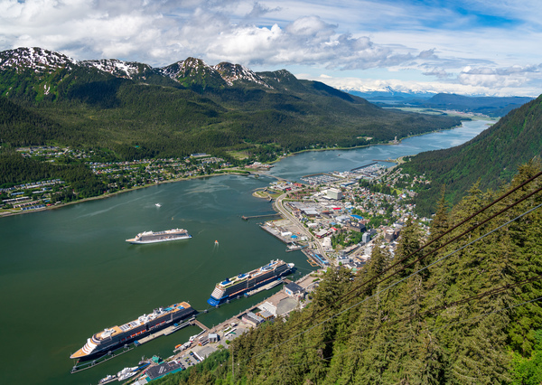 View from Mount Roberts down to port of Juneau Alaska by Steve Heap