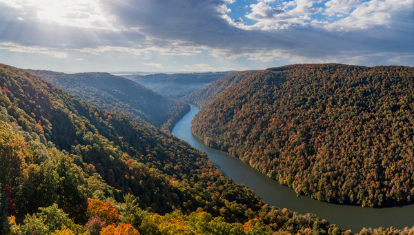  Cheat River panorama in West Virginia with fall colors by Steve Heap