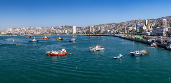 Panorama of Valparaiso harbor in Chile by Steve Heap