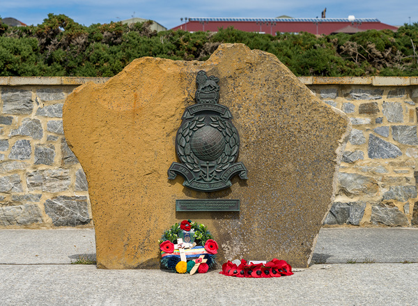 Royal Marines memorial in Stanley in the Falkland Islands by Steve Heap