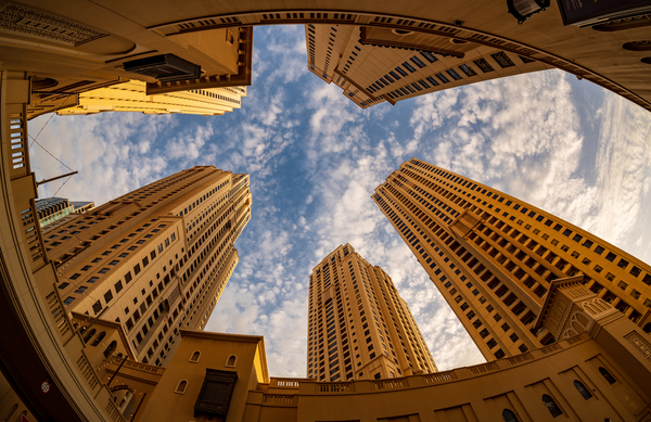 Overpowering view of hotels in JBR Beach area of Dubai by Steve Heap