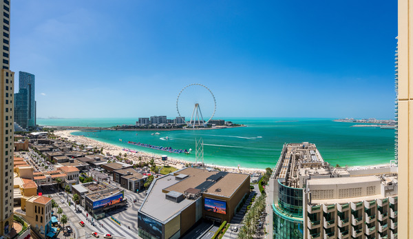 Panorama of Dubai observation wheel on Bluewaters Island by Steve Heap