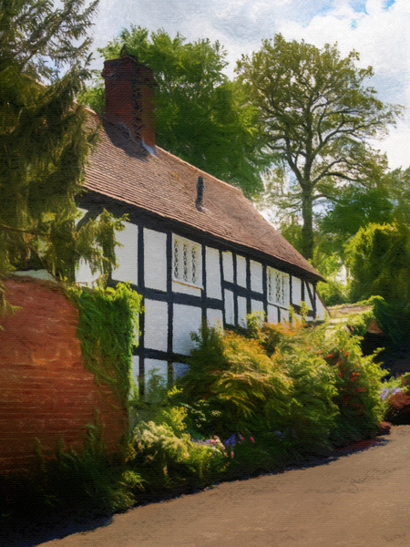 Pastel drawing of tudor home in Ellesmere Shropshire by Steve Heap