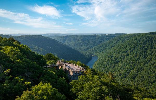 Aerial panorama of Cheat River Gorge by Steve Heap