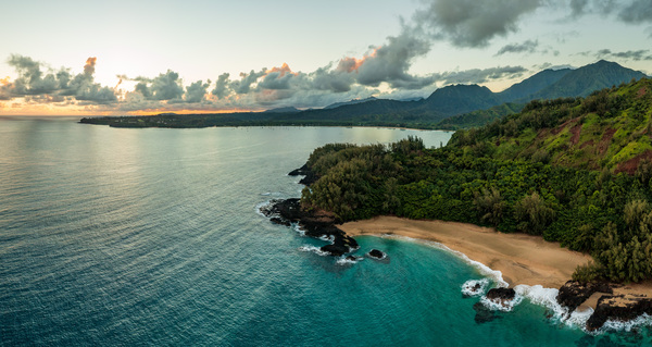 Aerial image of Lumahai Beach on the north shore of Kauai by Steve Heap