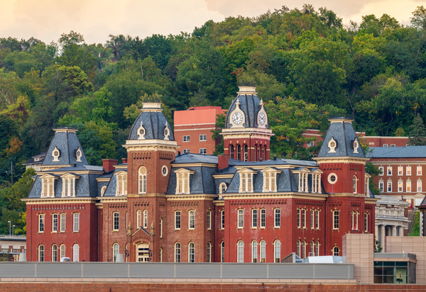 Woodburn Hall at sunset in Morgantown WV by Steve Heap