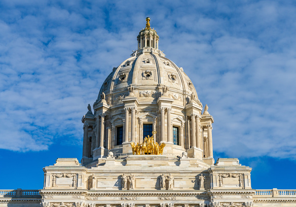 Dome and statue of the State Capitol building in St Paul by Steve Heap