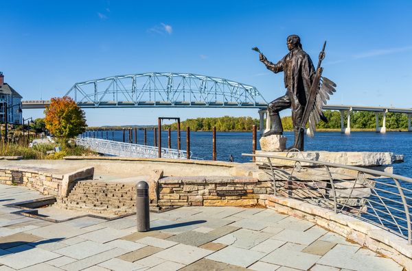 Statue alongside the Mississippi River in Wabasha Minnesota by Steve Heap