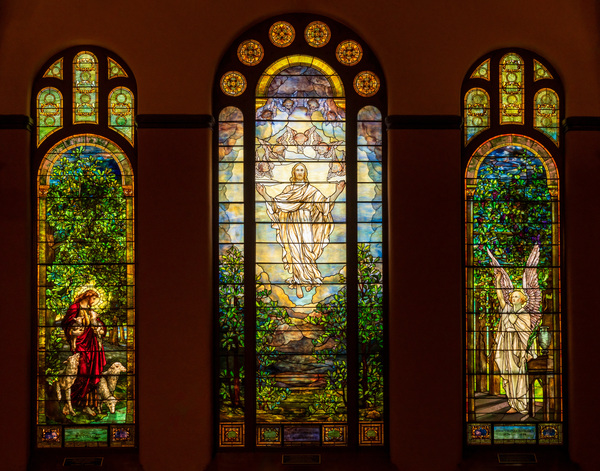 Three beautiful Tiffany stained glass windows from 1896 by Steve Heap
