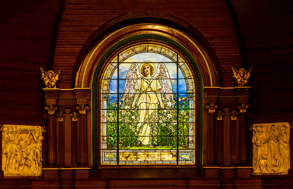 The Angel among the Lilies. Tiffany stained glass window. 1896 by Steve Heap