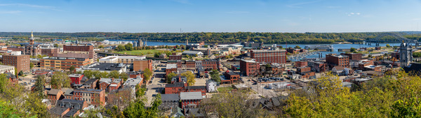 Wide panorama of the city of Dubuque in Iowa from funicular rail by Steve Heap