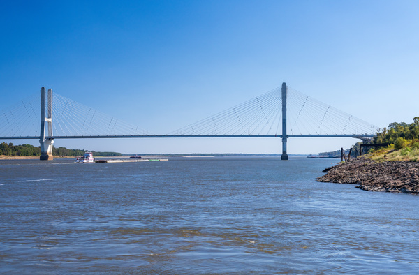 Modern Greenville bridge across the Mississippi to Arkansas with by Steve Heap