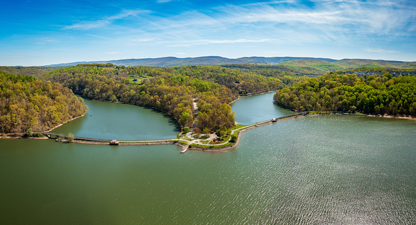 Aerial panorama of Cheat Lake Park near Morgantown WV by Steve Heap