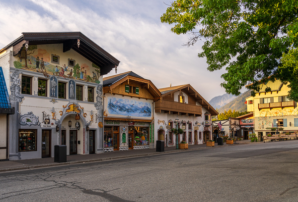 Alpine scenes on hat and candle store in Leavenworth WA Print