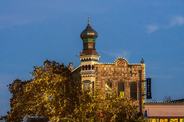 Sunset behind the Old Masonic Lodge in Georgetown Texas by Steve Heap