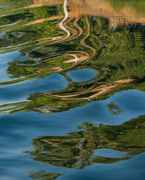 Sailboat on Nile River with ripples in the reflection from passi Print