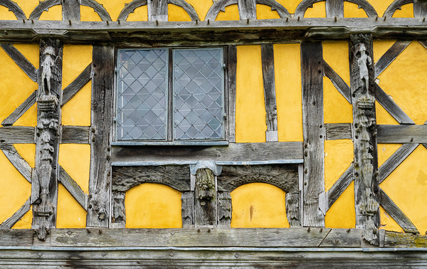 Detail of framing around a window of 13th Century fortified mano Print