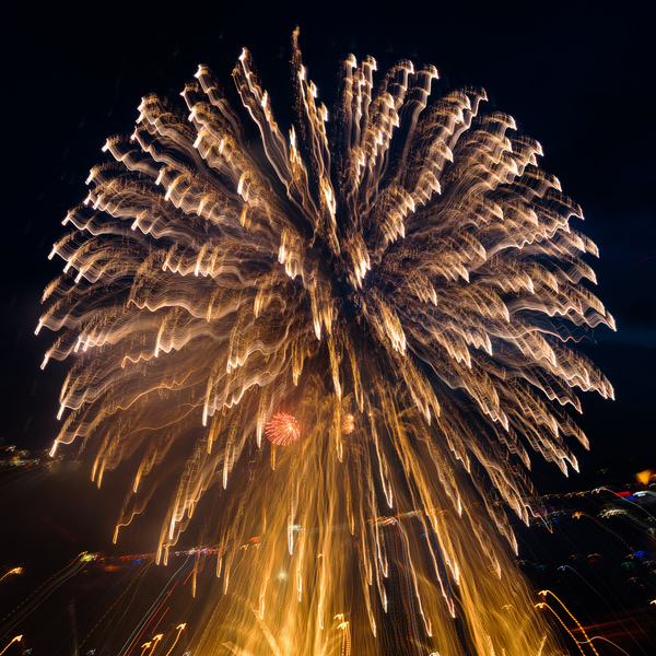 Abstract fireworks over Pittsburgh by Steve Heap