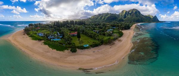 Aerial drone shot of Tunnels Beach on Kauai by Steve Heap