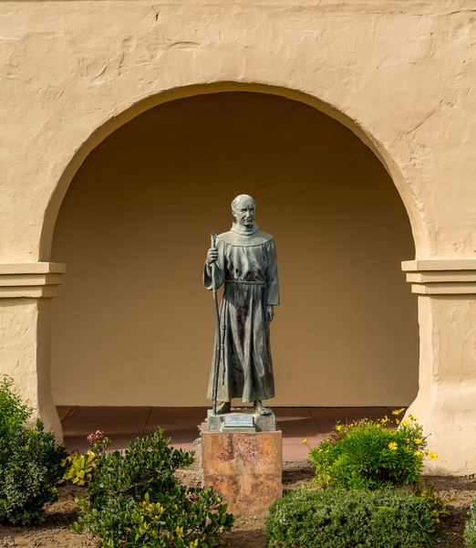 Father Junipero Serra statue Santa Ines Mission by Steve Heap